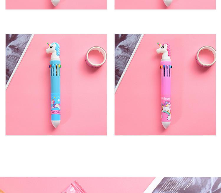 Kawaii Unicorn Multicolor Pink Star Multi Function Ballpoint Pen