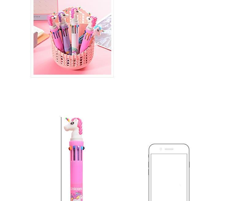 Kawaii Unicorn Multicolor Pink Star Multi Function Ballpoint Pen