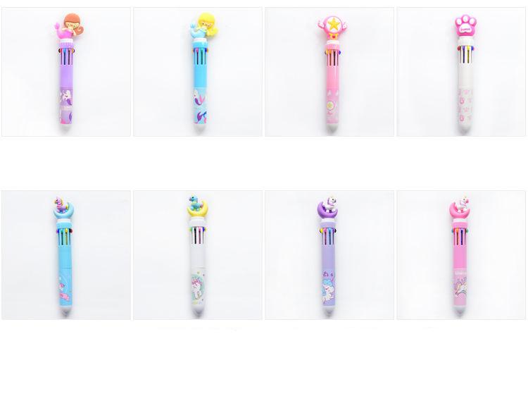 Kawaii Unicorn Multicolor Pink Star Multi Function Ballpoint Pen