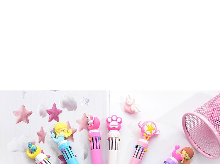 Kawaii Unicorn Multicolor Pink Star Multi Function Ballpoint Pen