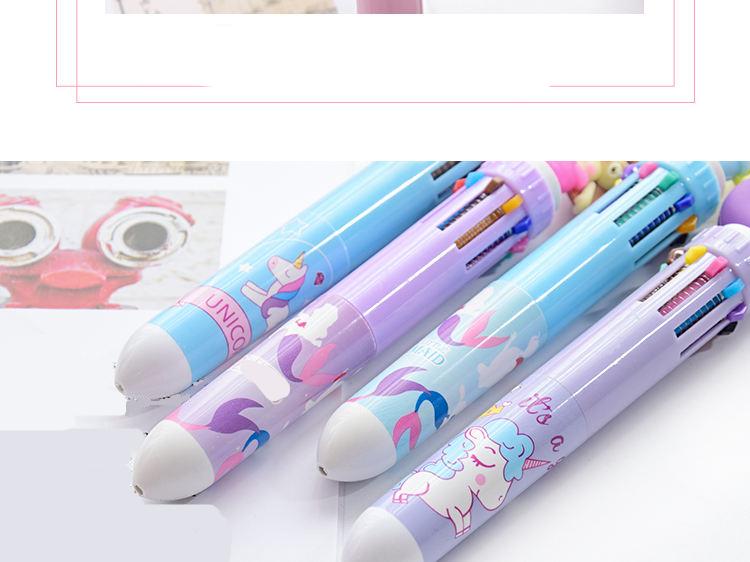 Kawaii Unicorn Multicolor Pink Star Multi Function Ballpoint Pen