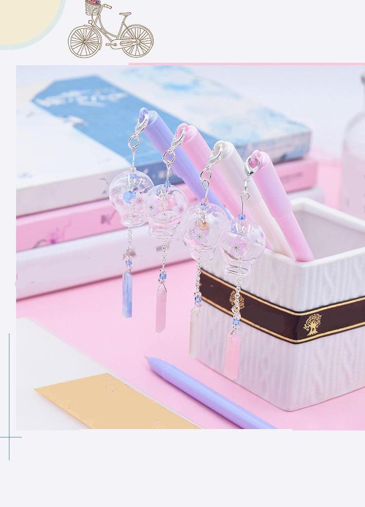 Gel Pen 0.5mm Pens Kawaii Wind Chimes Pendant Neutral Pens For School Girls Gift Writing Office Supplies Stationery Novelty Item