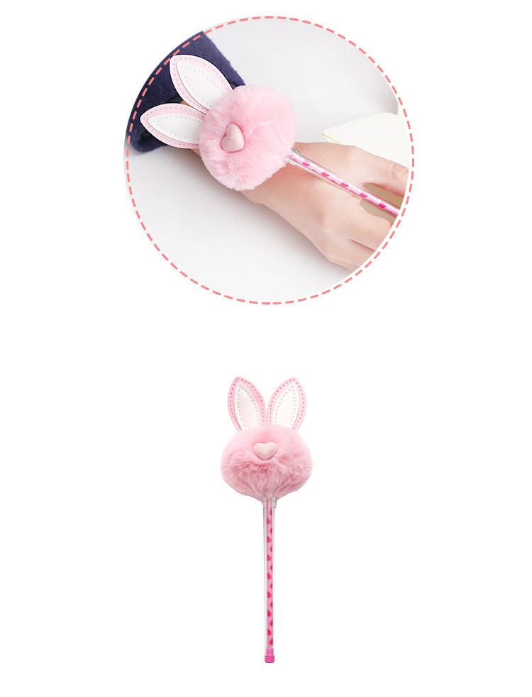 Cute Plush Rabbit Ears Gel Pen 0.5mm Kawaii Black Ink Neutral Pens For Kids Girls Gift Writing School Supplies Korean Stationery