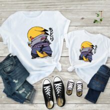 Pokemon Cartoon Pikachu Samurai Print Casual T-Shirt Pokemon Cartoon Pikachu Samurai Print Casual T-Shirt