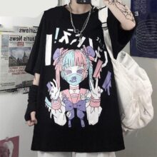 Summer Goth Sexy Female Tee Aesthetic Loose Women T-shirt Punk Dark Grunge Streetwear Ladies Top Gothic Tshirts Harajuku Clothes Summer Goth Sexy Female Tee Aesthetic Loose Women T-shirt Punk Dark Grunge Streetwear Ladies Top Gothic Tshirts Harajuku Clothes