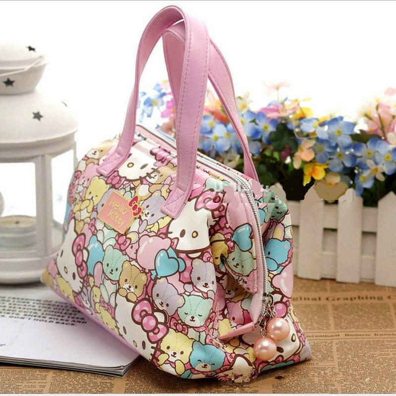 Free shipping Fashion hello kitty top-handle bags High-quality PU 2017 Cute bear and cat kids bag small handle bags