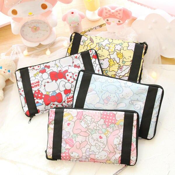 Cartoon Hello Kitty My Melody Cinnamoroll Dog Pom Pom Purin Portable Foldable Luggage Bag Travel Bags Trolley Bag for Women