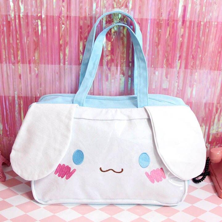Cartoon My Melody Hello Kitty Cinnamoroll Pudding Dog Cute Large Canvas Handbag Girls Luggage Bag Totes Travel Bags Trolley Bag