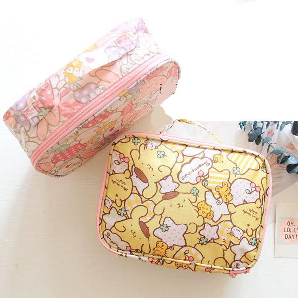 Cartoon Japan Hello Kitty My Melody Cinnamoroll Pompompurin Cosmetic Bags Travel Storage Pouch Wash Bags Girl Makeup Bags