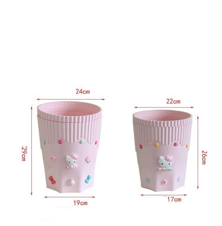 Kawaii Hello Kitty Bathroom Plastic Storage Dustbin Garbage