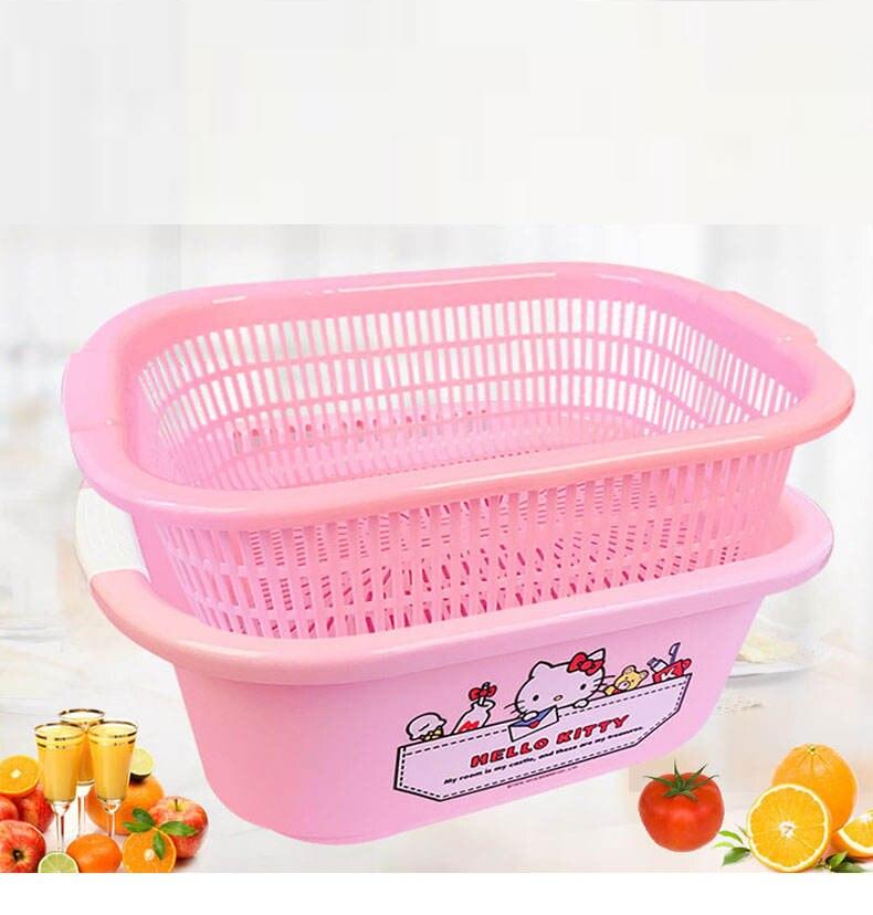 Kawaii Hello Kitty Kitchen Double Wash Basket