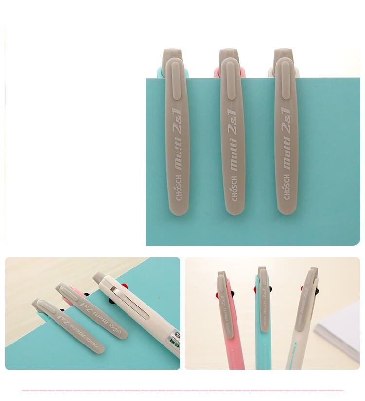Creative Multifunction Plastic Pen With 2 Colors Ballpoint Pen and 1 Pencil