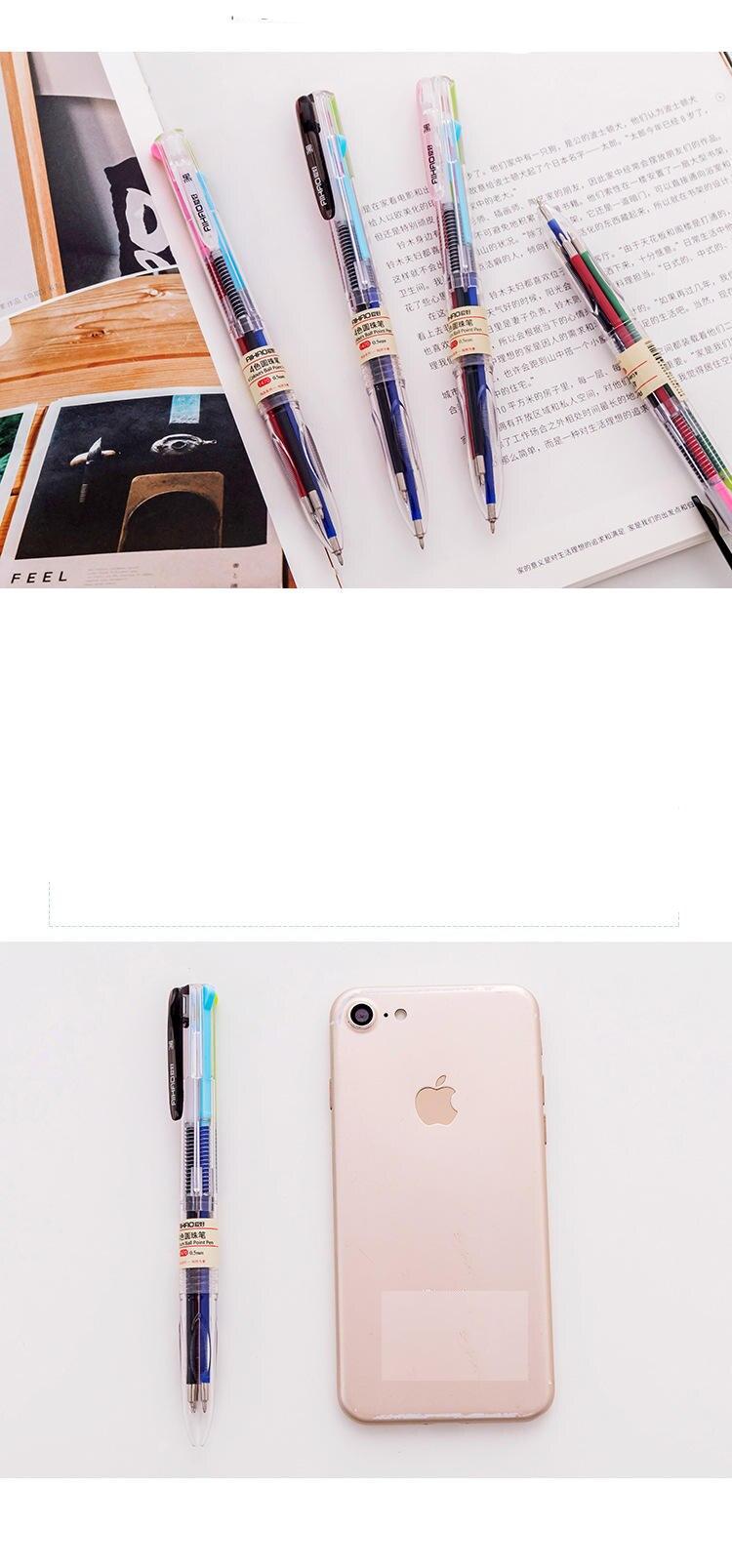 4 Colors In 1 Transparent Ballpoint Pens Multicolor For School Office Stationery Supplies