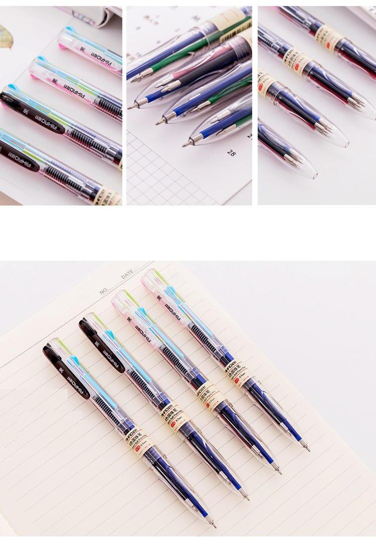 4 Colors In 1 Transparent Ballpoint Pens Multicolor For School Office Stationery Supplies