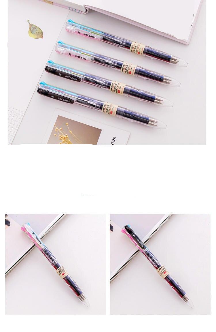 4 Colors In 1 Transparent Ballpoint Pens Multicolor For School Office Stationery Supplies