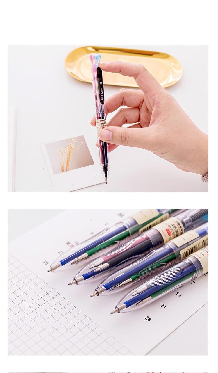 4 Colors In 1 Transparent Ballpoint Pens Multicolor For School Office Stationery Supplies