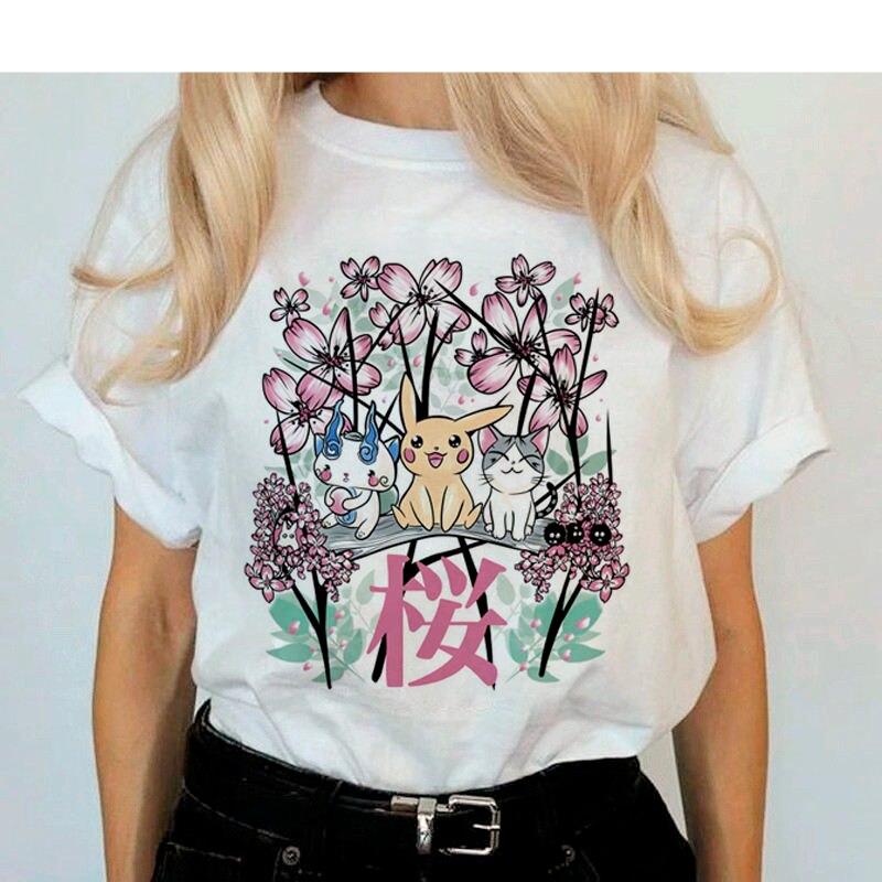 Pokemon Go Harajuku Ullzang Pikachu Anime Graphic T-shirt For Women