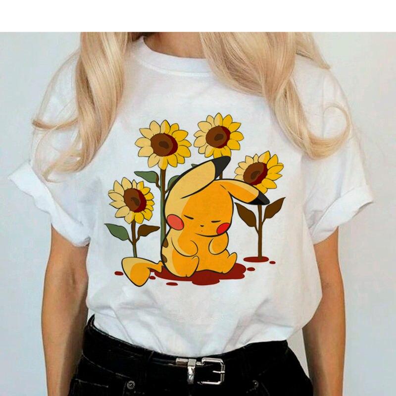 Pokemon Go Harajuku Ullzang Pikachu Anime Graphic T-shirt For Women