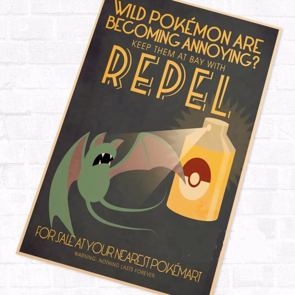 Pokemon Pocket Monsters Vintage Retro Kraft Coated Wall Art Poster Pokemon Pocket Monsters Vintage Retro Kraft Coated Wall Art Poster