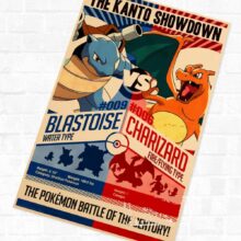 Water VS Fire Pokemon Pocket Monsters Cartoon Vintage Retro Kraft Coated Poster Canvas DIY Wall Sticker Art Home Decor Gift Water VS Fire Pokemon Pocket Monsters Cartoon Vintage Retro Kraft Coated Poster Canvas DIY Wall Sticker Art Home Decor Gift