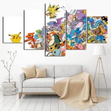 HD Printed Painting Wall Art Modular Pictures Home Decorative Framework 5 Pieces Animation Pokemon For Modern Living Room Poster HD Printed Painting Wall Art Modular Pictures Home Decorative Framework 5 Pieces Animation Pokemon For Modern Living Room Poster