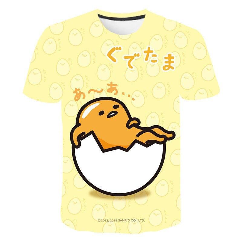 Gudetama print Funny T Shirt Men Women Children Lazy Egg Yolk Funny Cartoon Anime Streetwear Tops Tee Boy Girl 3D Print T-shirt