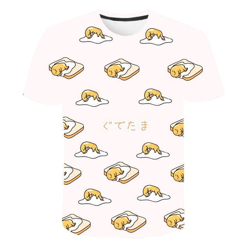 Gudetama print Funny T Shirt Men Women Children Lazy Egg Yolk Funny Cartoon Anime Streetwear Tops Tee Boy Girl 3D Print T-shirt