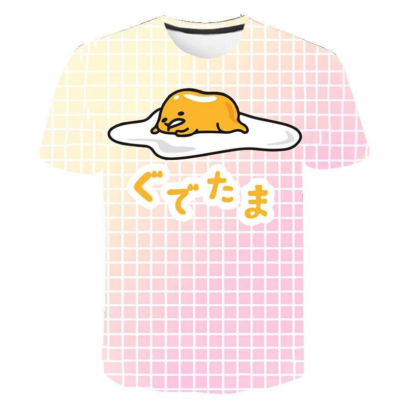 Gudetama print Funny T Shirt Men Women Children Lazy Egg Yolk Funny Cartoon Anime Streetwear Tops Tee Boy Girl 3D Print T-shirt