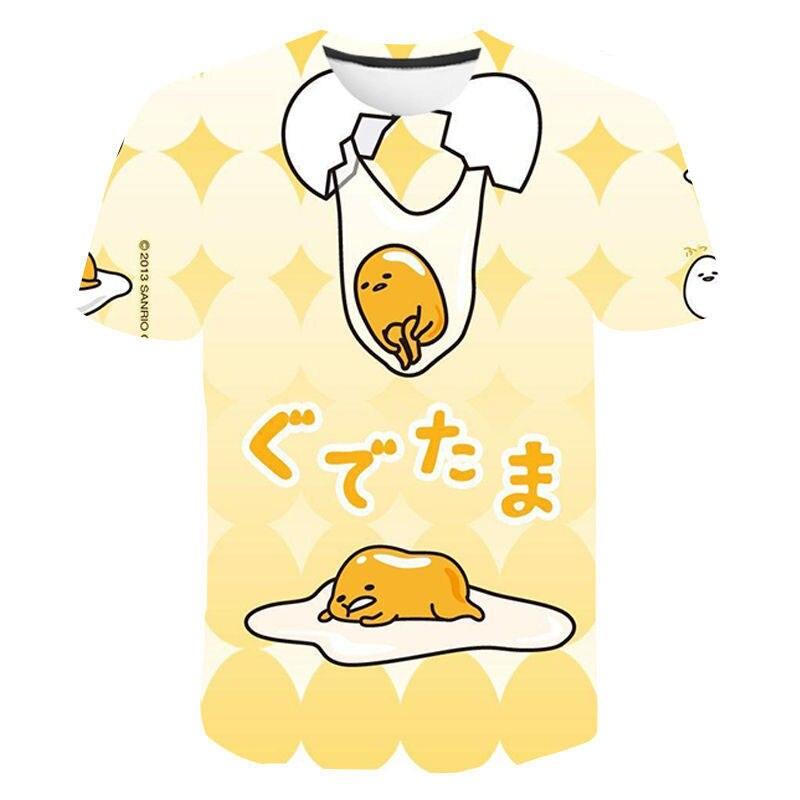 Gudetama print Funny T Shirt Men Women Children Lazy Egg Yolk Funny Cartoon Anime Streetwear Tops Tee Boy Girl 3D Print T-shirt