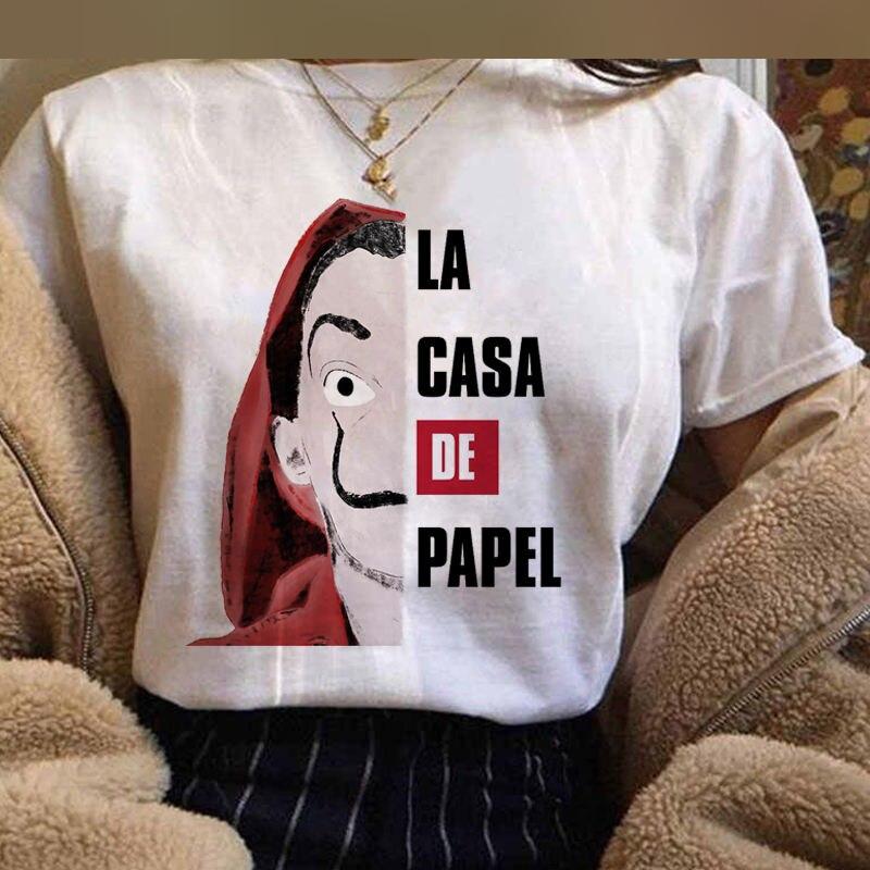 Money Heist Harajuku Funny Cartoon T Shirt Women La Casa De Papel Graphic T-shirt Bella Ciao 90s T-shirt Hip Hop Top Tees Female