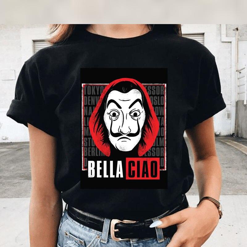 Money Heist Harajuku Funny Cartoon T Shirt Women La Casa De Papel Graphic T-shirt Bella Ciao 90s T-shirt Hip Hop Top Tees Female