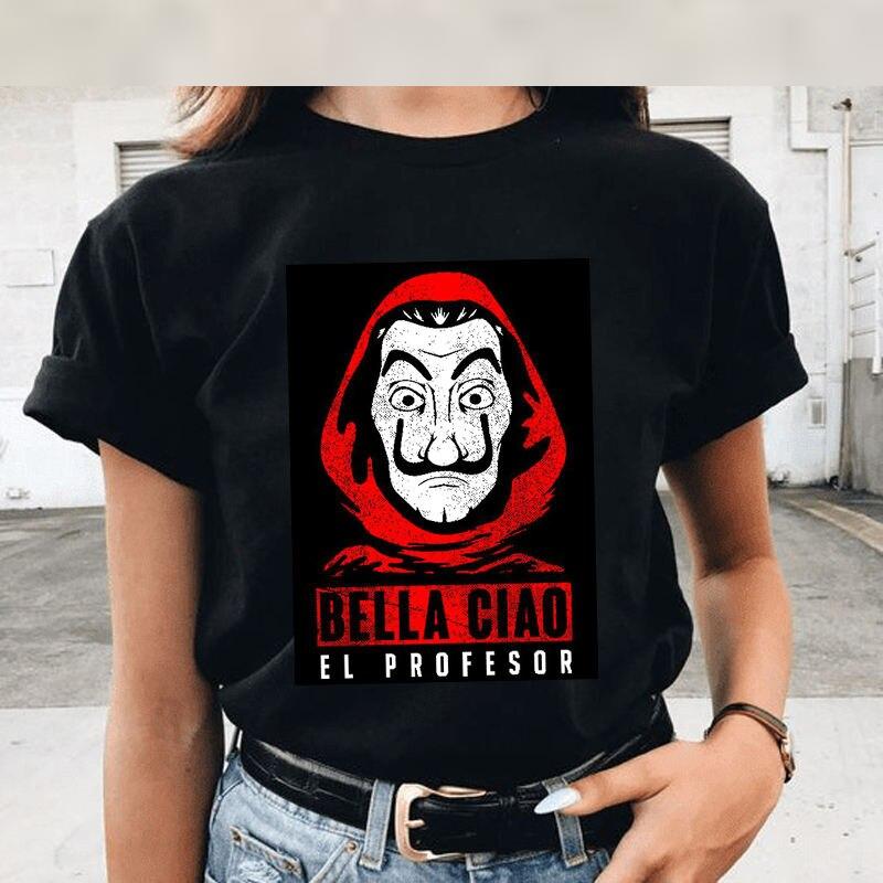 Money Heist Harajuku Funny Cartoon T Shirt Women La Casa De Papel Graphic T-shirt Bella Ciao 90s T-shirt Hip Hop Top Tees Female