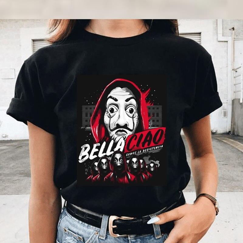 Money Heist Harajuku Funny Cartoon T Shirt Women La Casa De Papel Graphic T-shirt Bella Ciao 90s T-shirt Hip Hop Top Tees Female