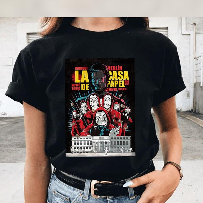 Money Heist Harajuku Funny Cartoon T Shirt Women La Casa De Papel Graphic T-shirt Bella Ciao 90s T-shirt Hip Hop Top Tees Female