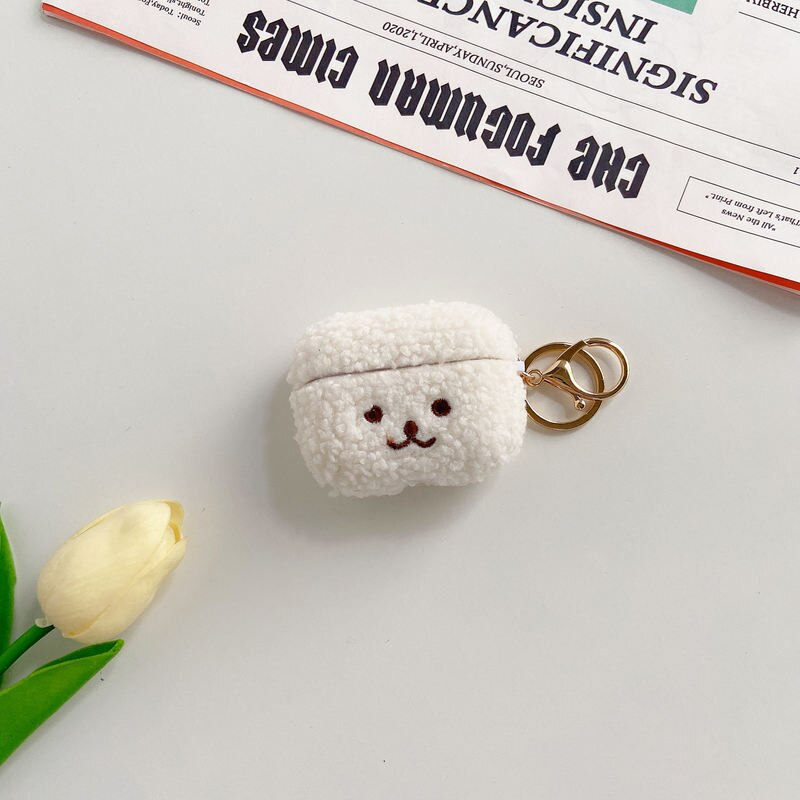 Fluffy Bear Keychain Earphone Apple Case Kawaii AirPods