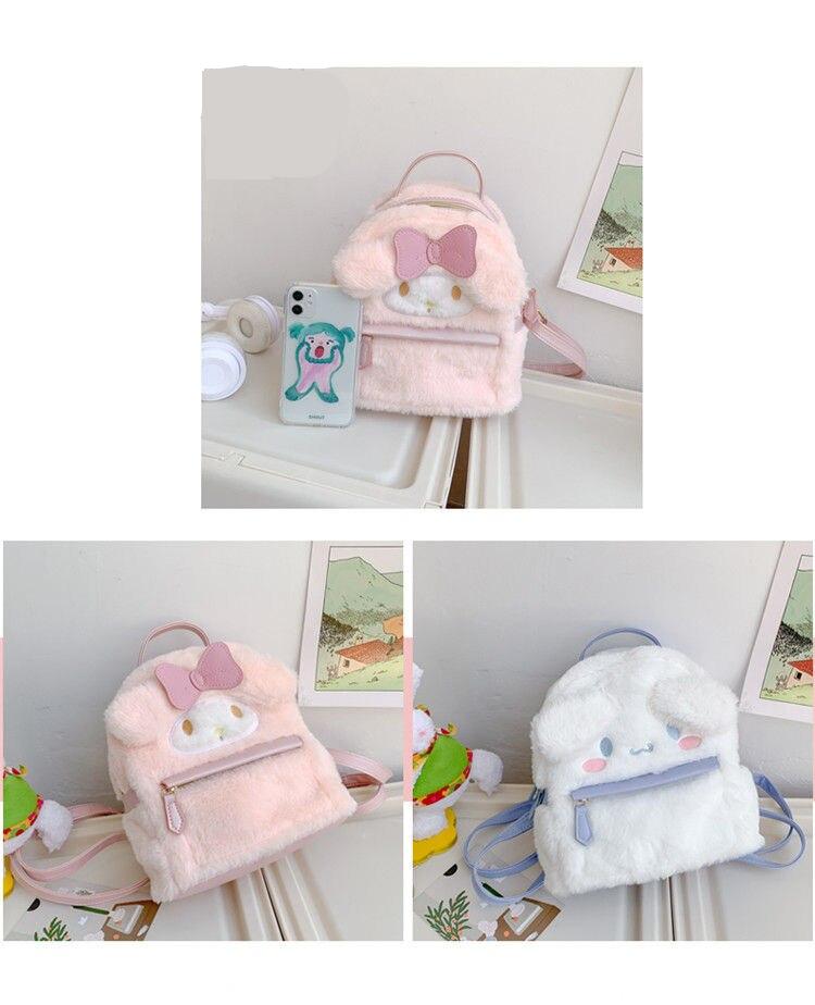 Anime Cinnamoroll Sanrio Kawaii Plush Backpack And Handbag