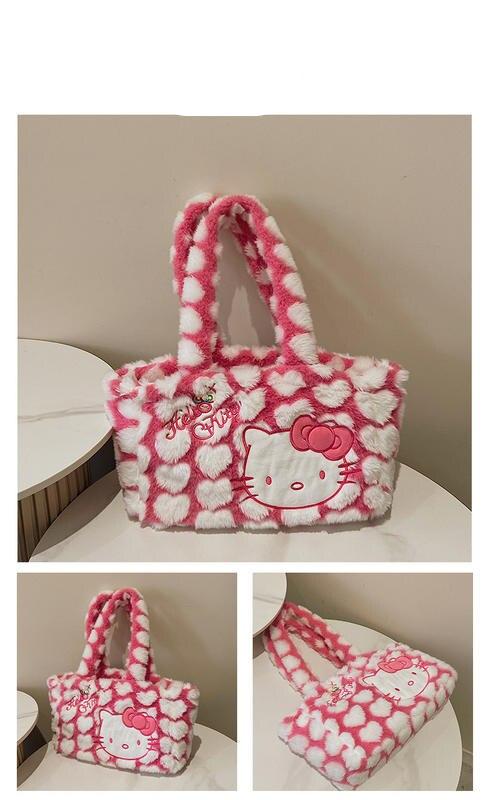 Cartoon Hello Kitty New Women Plush Kawaii Handbag Cartoon Hello Kitty New Women Plush Kawaii Handbag