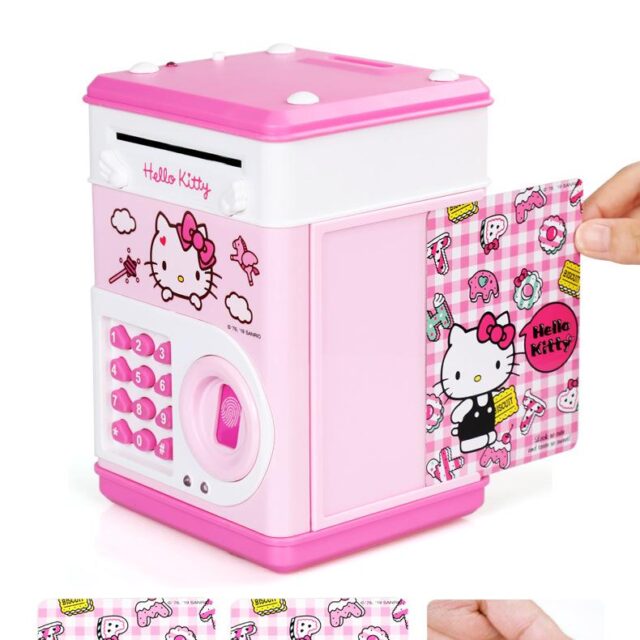 Hello Kitty Child Fingerprint Piggy Bank Password Kawaii Storage Tank