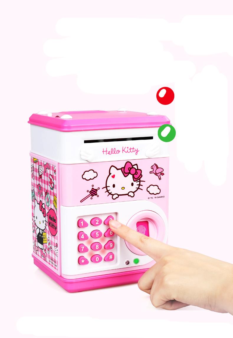 Hello Kitty Child Fingerprint Piggy Bank Password Kawaii Storage Tank