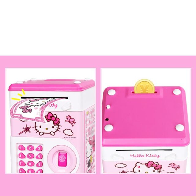 Hello Kitty Child Fingerprint Piggy Bank Password Kawaii Storage Tank