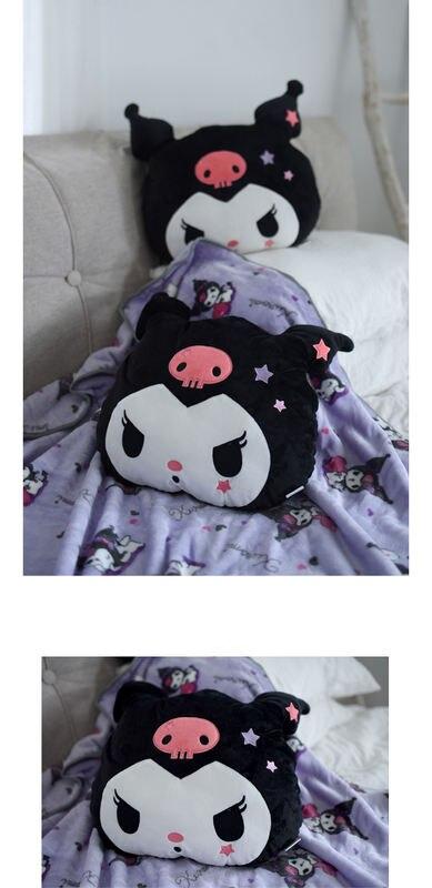 Anime Kuromi Kawaii Soft Stuffed Plush Pillow With Blanket