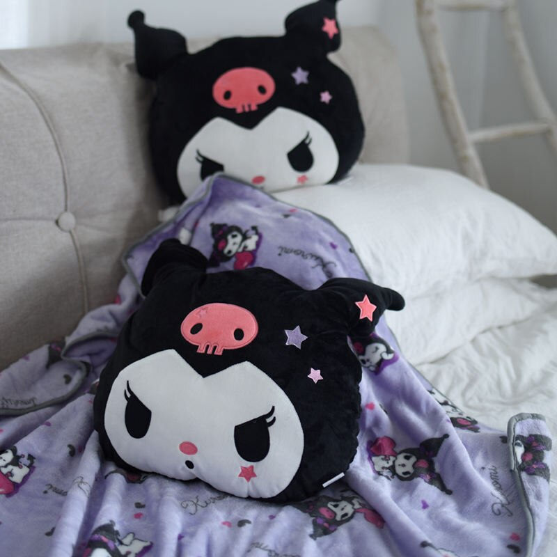 Anime Kuromi Kawaii Soft Stuffed Plush Pillow With Blanket ...