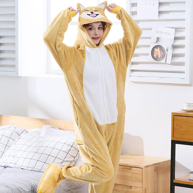 Akita Dog Cartoon Kigurumi Onesie Soft Flannel Suit