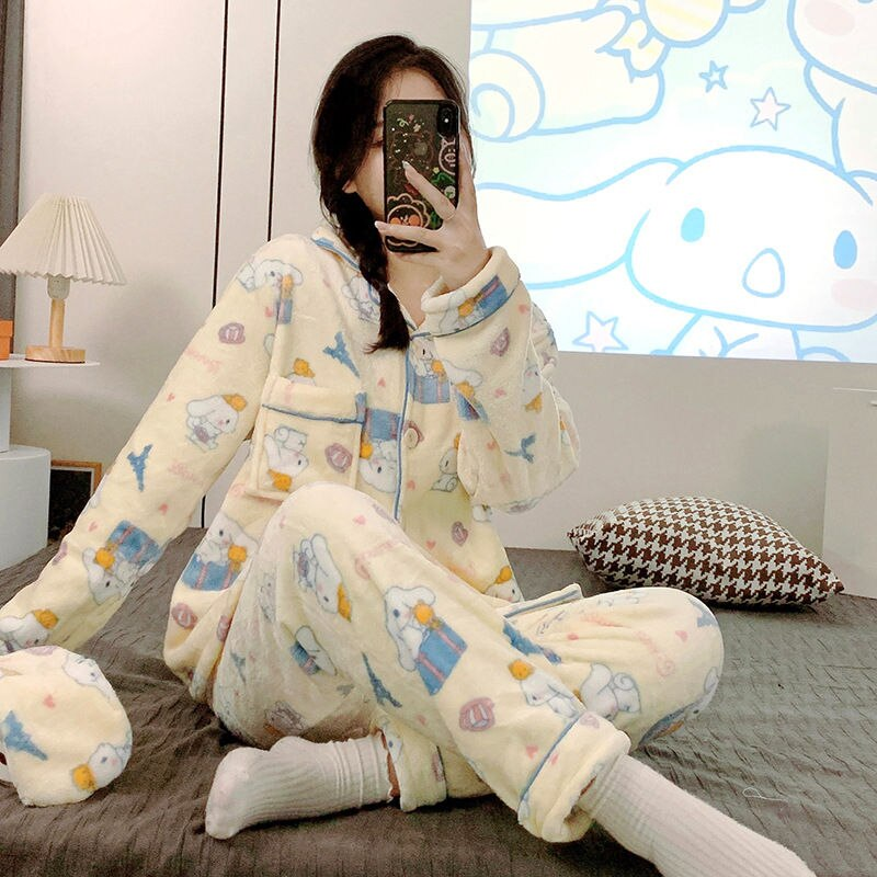 Cartoon Cinnamoroll Plush Kawaii Pajamas - KawaiiMerch.com