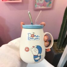 Cartoon Doraemon Kawaii Ceramic Straw Cup