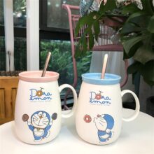 Cartoon Doraemon Kawaii Ceramic Straw Cup