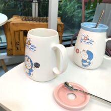 Cartoon Doraemon Kawaii Ceramic Straw Cup