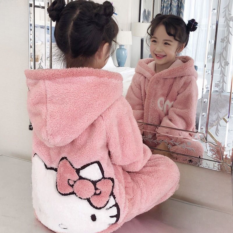 Cartoon Hello Kitty Plush Kawaii Children Pajamas - KawaiiMerch.com