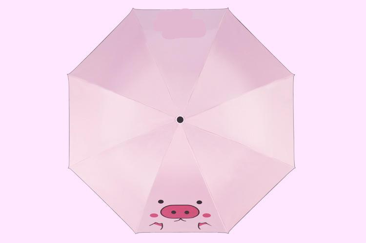 Cartoon Pig Pattern Folding Pink Kawaii Umbrella