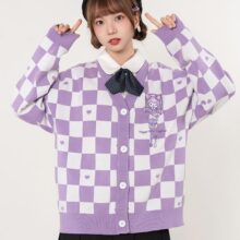 Cartoon Kuromi Kawaii Checkerboard Sweater Cartoon Kuromi Kawaii Checkerboard Sweater